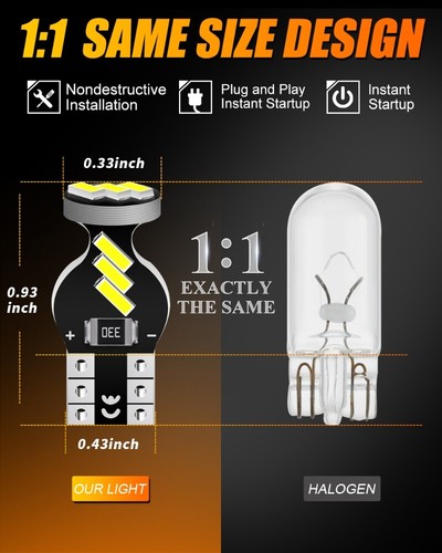10x AUXBEAM LED License Plate Interior Map Light Bulb T10 194 168 W5W 2825 6500K - Picture 5 of 12