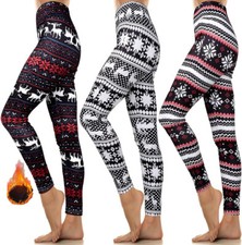 Women's Winter Fleece Lined Thick Warm Leggings Warm Insulated Christmas Pants