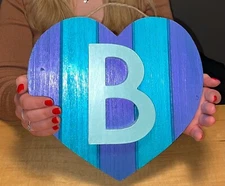 MADE TO ORDER Heart Cedar Wood Plaque Burlap Hanger with Custom Letter/Name