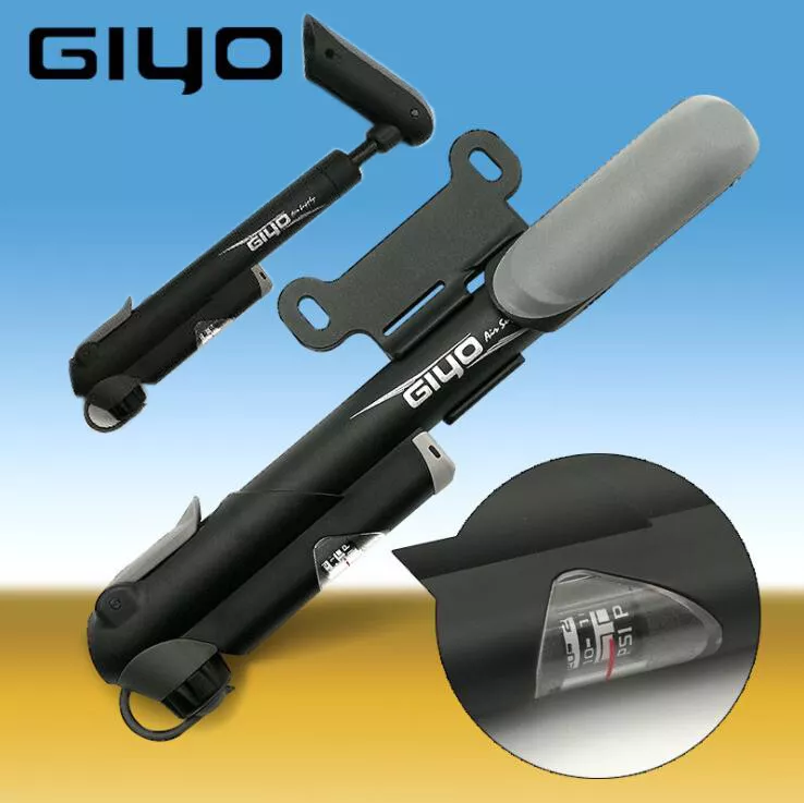 GIYO GP 43 Portable Bike Bicycle Mini Floor Pump With Gauge 100 psi Black