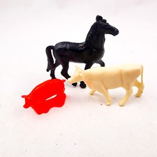 Vintage Plastic Farm Animals Lot Cow Pig Horse
