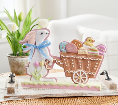 Easter Bunny with Wagon of Eggs by Valerie in Bunny with Slight Damage PLS READ