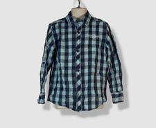 Guess Kids Boy's Blue Plaid Long Sleeve Button-Up Shirt Size L