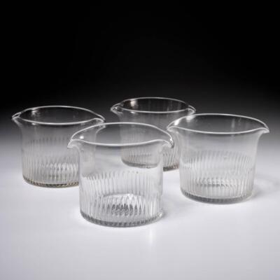19th Century Georgian Clear Glass Wine Rinser Double Spout Beaker Cups 4pc Lot C
