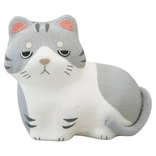 Kyoto Gato Japonés Chirimen Crapé Muñeca Adornos Boss Neko Gris Tabby Artesanía - Imagen 1 de 2