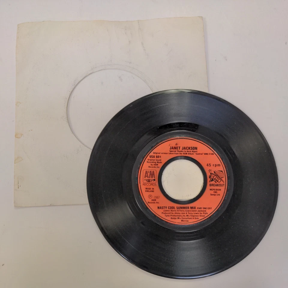 45 Record Janet Jackson Let's Wait Awhile/Nasty Cool Summer Mix UK Import VG - Image 2 of 2