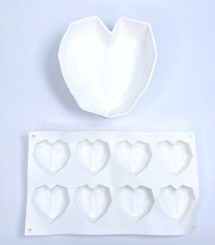 3D Heart Silicone Mold Diamond Heart Mold Silicone Baking Food Grade BPA Free