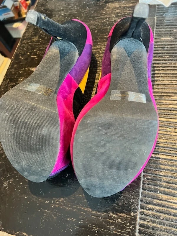 Zapato Quiped Retro Estilo Vintage Stiletto Tacón Alto Punta Abierta Talla Mujer 9 Foto 4 de 4