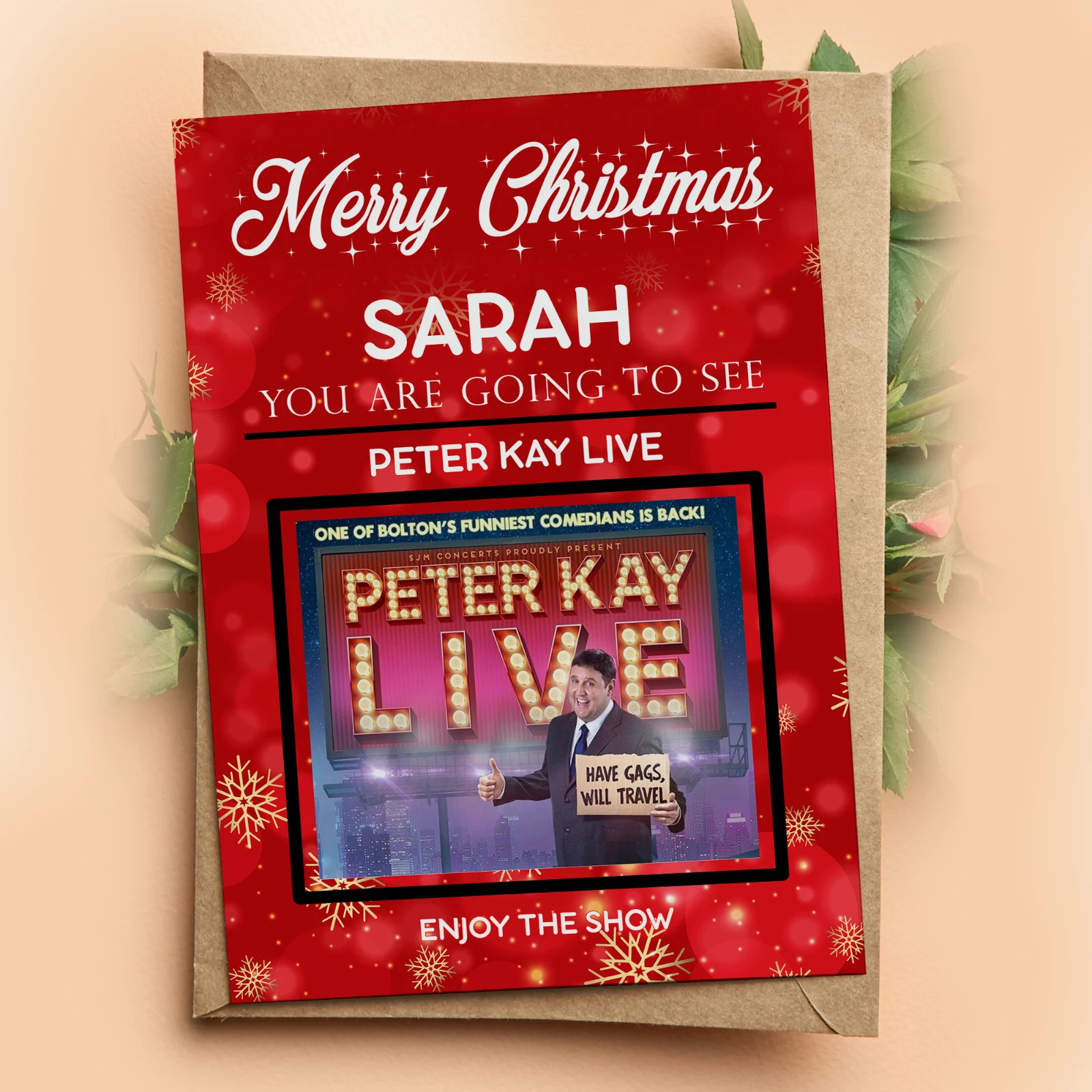 YOU'RE GOING TO SEE PETER KAY LIVE Personalised Gift Card for Birthday or Christmas