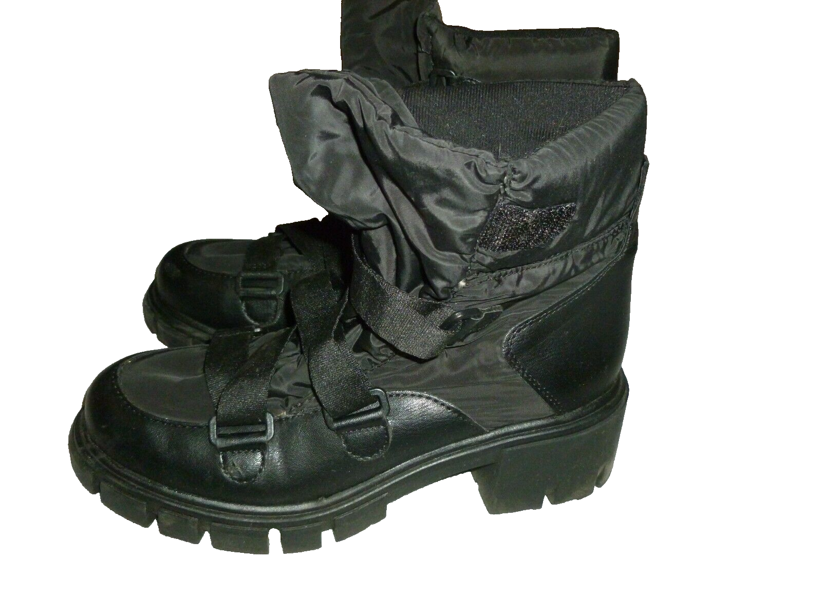 SAOLA Mix n. 6 stivali da combattimento donna neri 8 5 anse suola grossa stringati indossati una volta