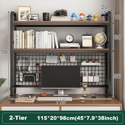 Desktop Bookshelf for Computer Desk, 2-Tier Multipurpose Wood Countertop Bookshe - Picture 2 of 6