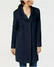 Jones New York Wing Collar Coat Wool Mohair Blend Size 1x Black Rrp $500 Bnw