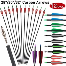 12Pcs 28/30/32" Carbon Arrows Spine500 For Compound & Recurve Bow Hunting Target