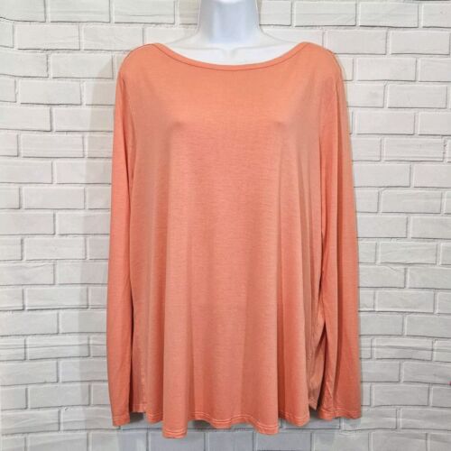 J Jill Gr. XL koralle U-Boot Ausschnitt elliptisch Viskose Mischung Langarm Top Workwear - Bild 1 von 12