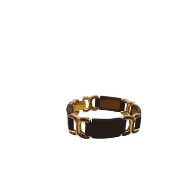 HERMES Lederarmband Schwarz Gold Unisex Gebraucht