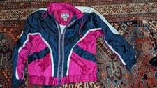 Vtg 80s 90s Costume Colorblock Windbreaker Track Suit Jacket Nylon Hip Hop Small