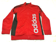 Adidas Red and Black Spellout 3 Stripes Track Jacket Youth Size L. 14 to 16