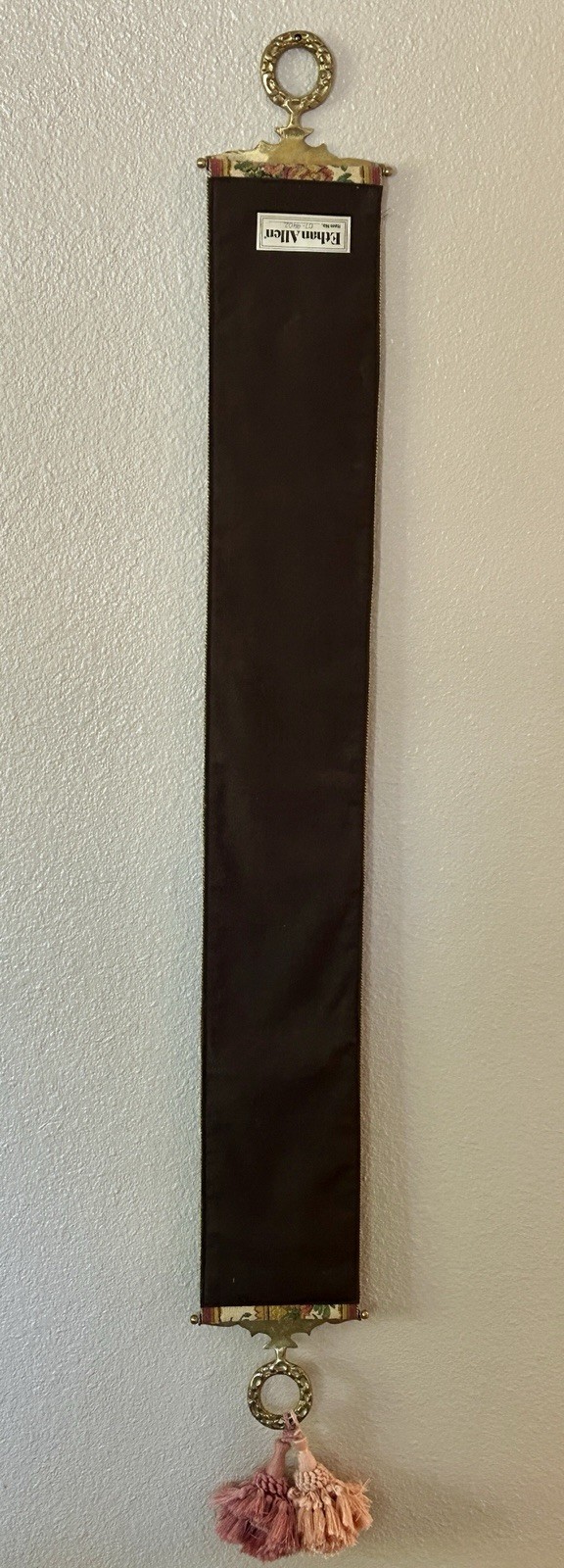 Ethan Allen Vintage Floral Tapestry Bell Pull #07-9402 Brass Ends Tassel 50”x6”