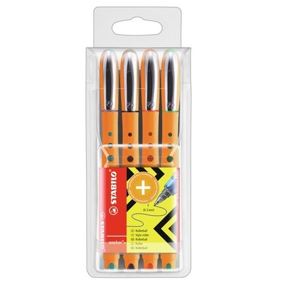 Tintenroller STABILO worker fein 4er Pack 4 Farben Patronenroller Rollerball Set