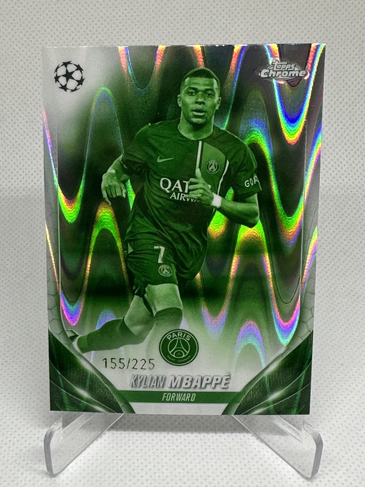 2023-24 Topps Chrome UEFA UCC Kylian Mbappe #21 Night Vision Refractor /225 PSG view 1