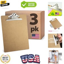 Recycled Wood Clipboard, Letter Size, 9" x 12.5" with 6" Clip, 3 Pack 83133,B...