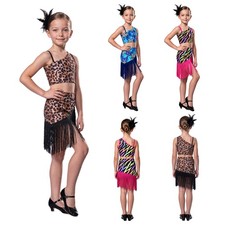 Kids Girls Dancewear Competition Outfit 2 Pcs Latin Dance Slim Stage Tassel