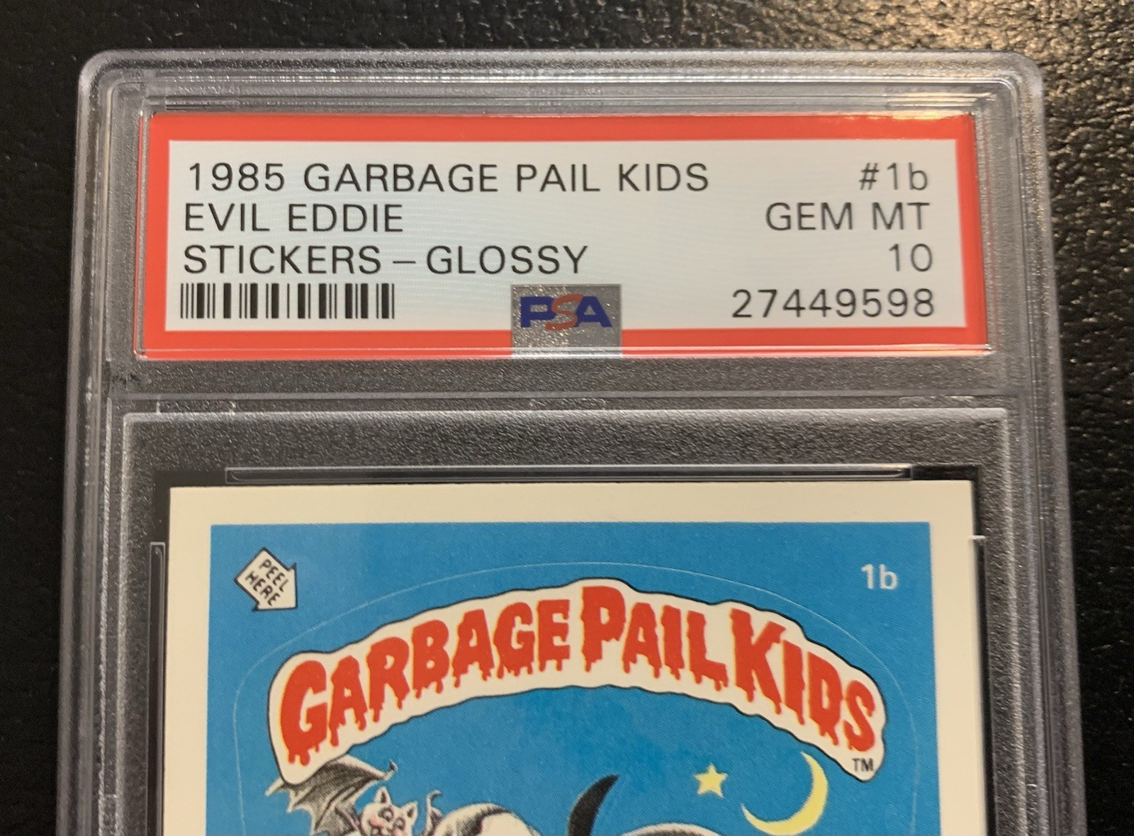 1985 Garbage Pail Kids OS1 Evil Eddie 1b PSA 10 GEM MINT-RARE GLOSSY CARD!! TWT view 3