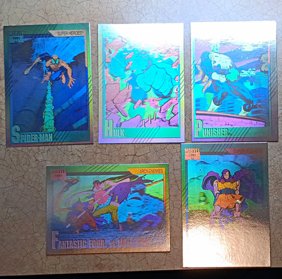 Impel 1991 Marvel Universe Spider-Man, Hulk Hologram Insert Cards Lot (5) READ!!