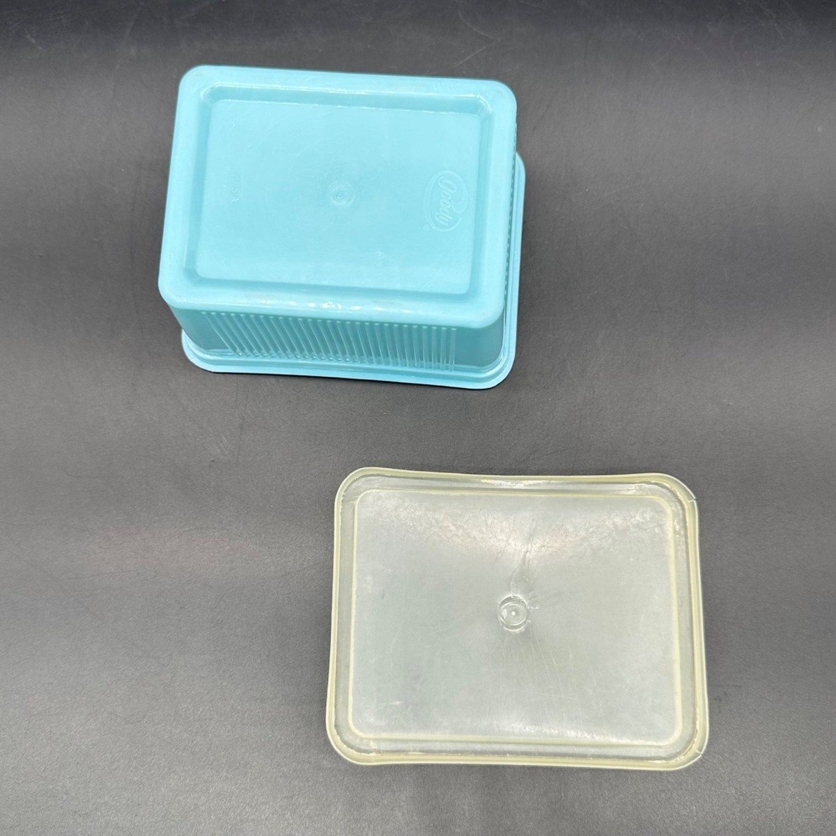 Vintage Goody Handi Box USA Blue Plastic Storage Hair Slide Barrette Holder 80s View 3