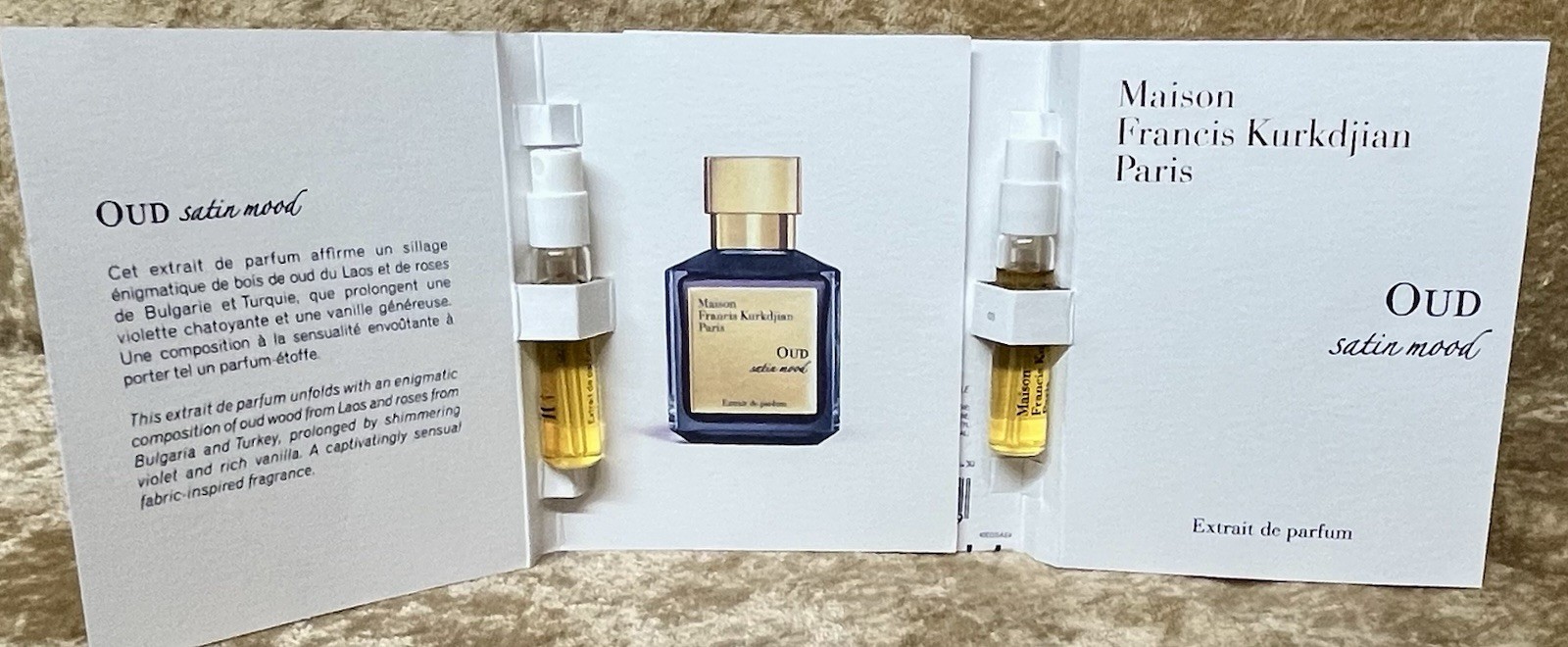 Oud Satin Mood M.F. Kurkdjan 2X Samples Extrait De Parfum 0.06 Fl. Oz/ 2Ml Spray