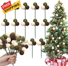 Syhood 12 Set 7.9 Inch Christmas Ball Ornaments on Brown,dark Green, Beige 