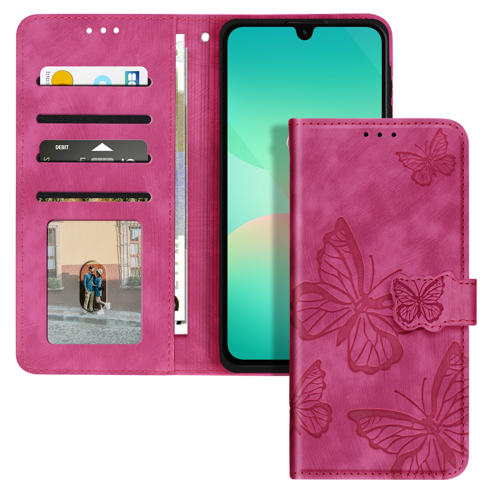 Coque portefeuille Galaxy A26 Avizar Fuchsia avec étui antichoc et rabat vidéo