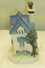 Vintg Country Cottage Resin House Desk Mantle Jolie Quartz Clock Works blue roof — photo 2