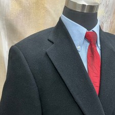 New 44R 46L  Stafford Brushed Flannel Felt Wool Melton Black Blazer sport coat