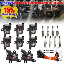 8x Ignition Coil & Iridium Spark plugs & Wires set For Chevy Silverado GMC UF262