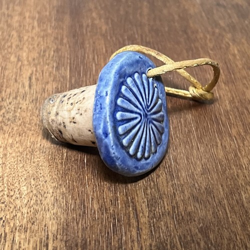 Vintage handgefertigte blaue Schale Keramik Weinflasche Stopfen Dekanter Korken Barware Bar - Bild 3 von 9