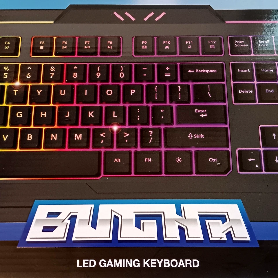 BUGHA LED GAMING KEYBOARD ILLUMINATED FOR PC MULTI-FUNCTION NEW IN BOX - Image 2 of 4