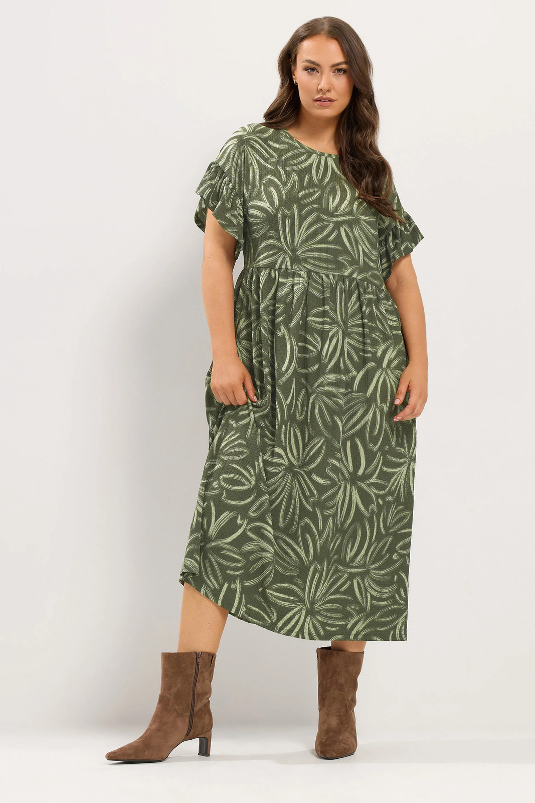Yours Curve Plus Size Womens Abstract Print Maxi Dress