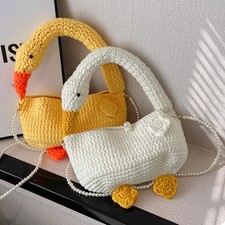 Borsa lavorata a maglia leggera con cinturino in perline Borsa tote in oca