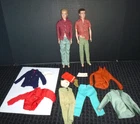 2 Vtg 1961 & 1962 Mattel Ken Dolls W/ TLC Clothing Flocked Hair in Ex Cond