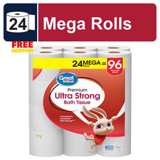 Great Value Ultra Strong 2-Ply Toilet Paper, 24 Mega Rolls Ultra Strong