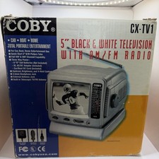 2002 VTG Coby CX-TV1 5" Black  White Analog CRT AM/FM Radio Television RV CAR