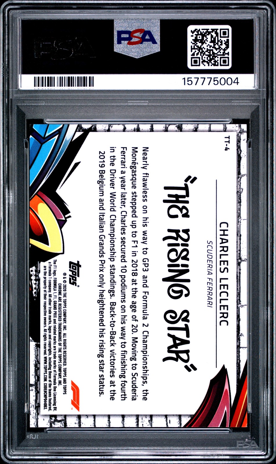 2020 TOPPS CHROME FORMULA 1 TRACK TAGS #4 CHARLES LECLERC PSA 10 view 2