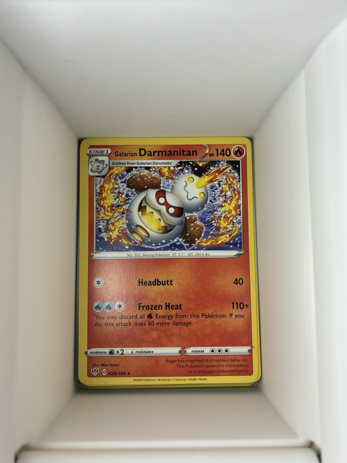 Galarian Darmanitan 028/189 Rare Darkness Ablaze Pokemon. D15