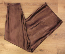 VTG Women's 40s Brown / Bronze Satin Side Button Wide Leg Pajama Pants S/M 1940s