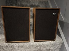 Vintage Wharfedale Denton 2XP Bookshelf Speakers Bass Driver Retro Brown B4