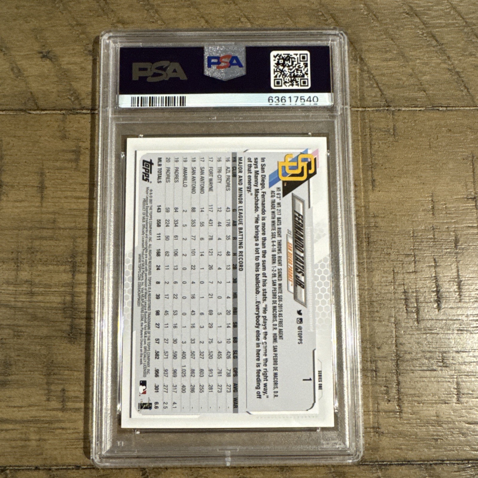 2021 Topps Fernando Tatis Jr. Super SP SSP #1 Psa 10 San Diego Padres view 2