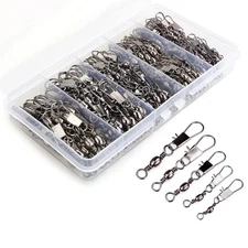 200 Pcs Barrel Snap Swivel Fishing Gear Equipment with Ball Bearing Swivel Snaps