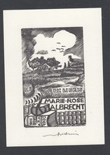Signed Bookplate Marie-Rose Albrecht 1980, Ar...