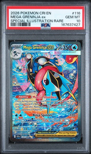 2026 POKEMON CRI EN-CHAOS RISING #116 MEGA GRENINJA EX PSA 10